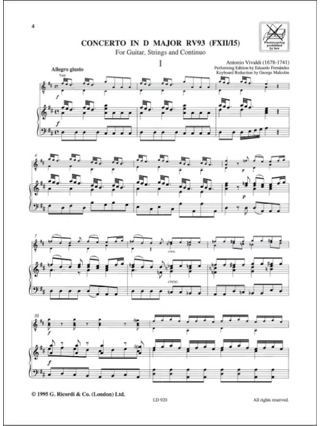 Concerto Pour Guitare En Ré Maj. - F. 12 N° 15 - VIVALDI - Partition